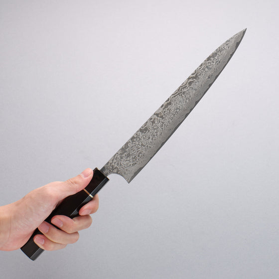 Takeshi Saji SG2 Black Damascus Sujihiki  240mm Ebony Wood Handle - Seisuke Knife