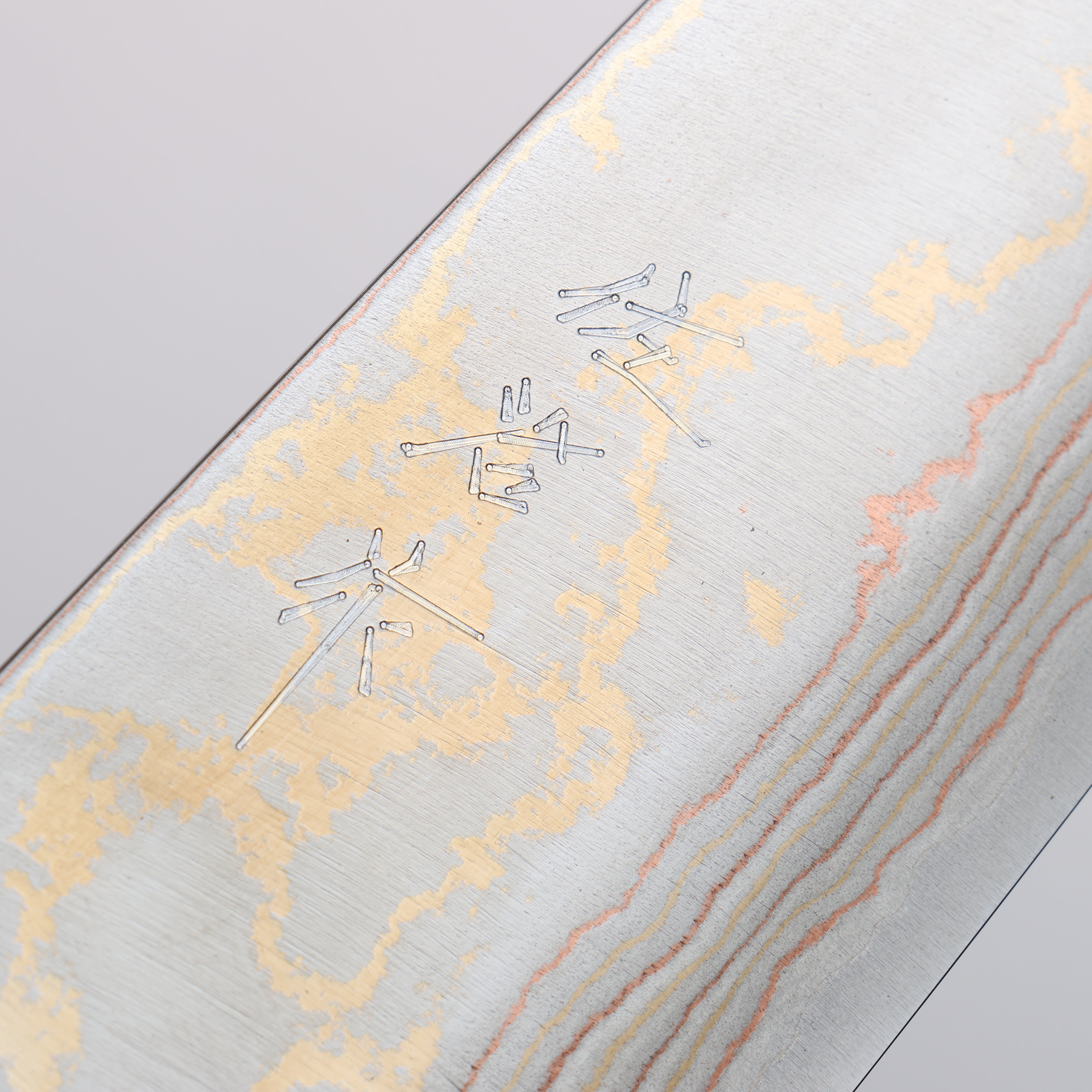 Takeshi Saji Blue Steel No.2 Colored Damascus Gyuto  210mm White Deer Horn Handle - Seisuke Knife