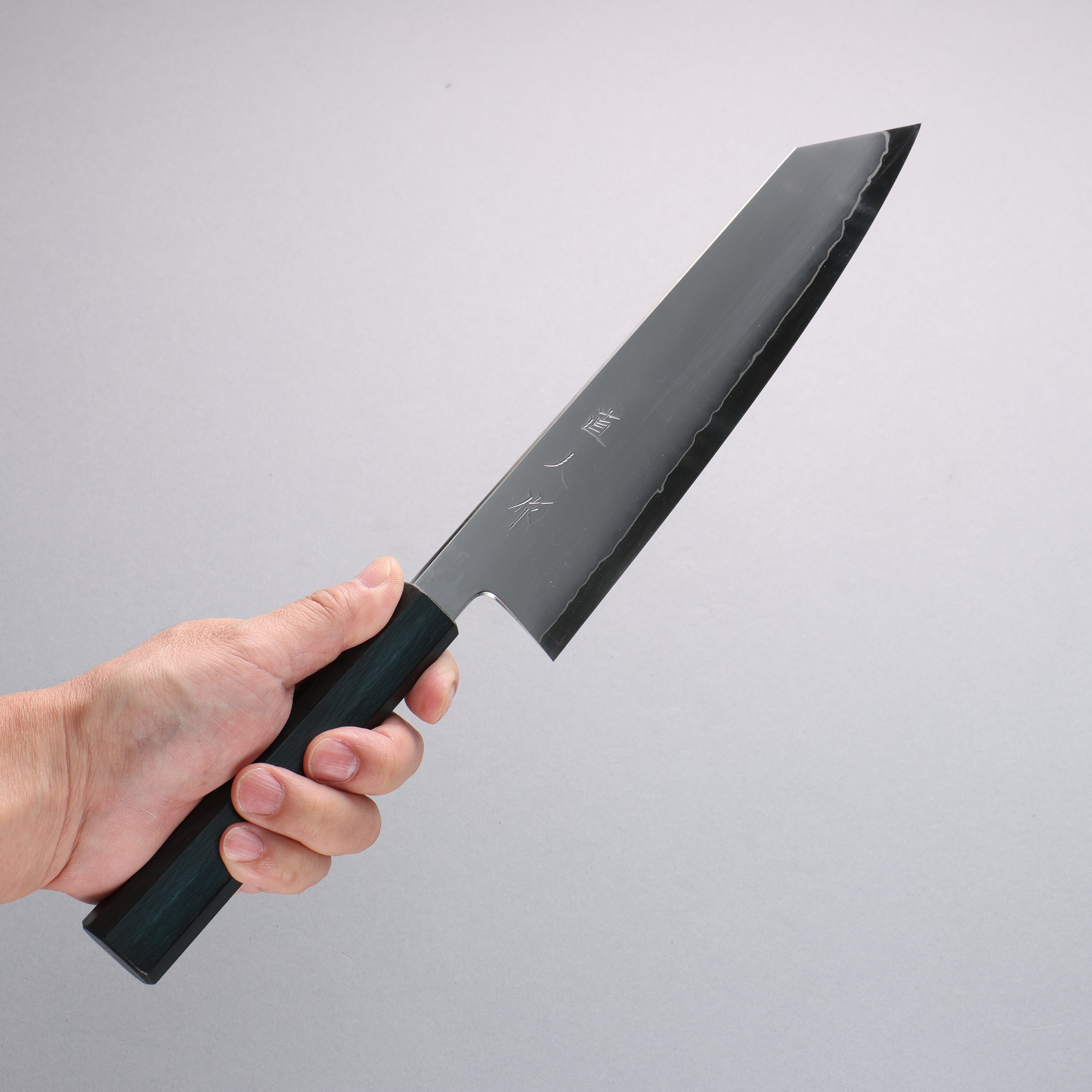 Naohito Myojin SG2 Kasumitogi Kiritsuke Gyuto 240mm Indigo Dyed Oak Handle - Seisuke Knife