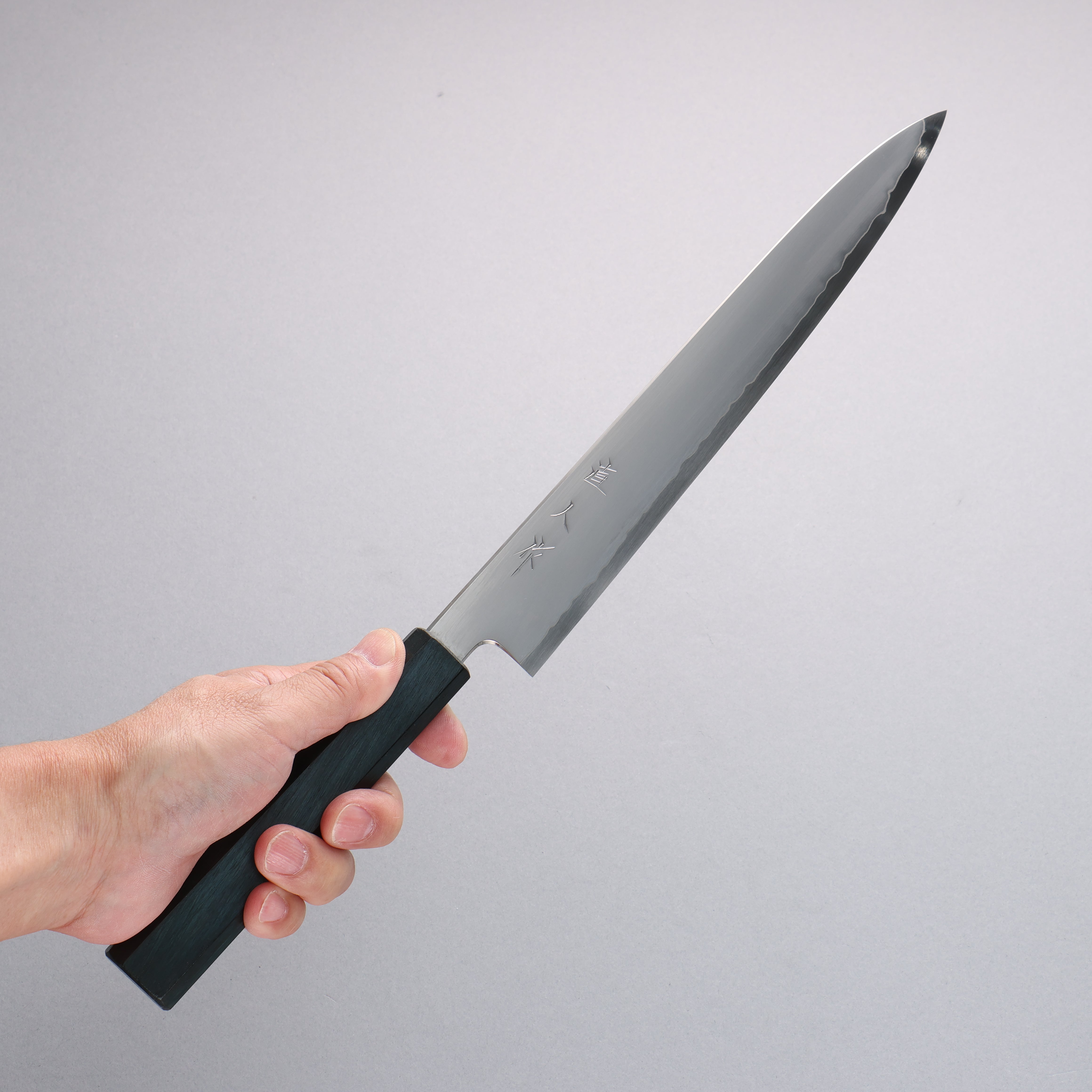 Naohito Myojin SG2 Kasumitogi Sujihiki 240mm Indigo Dyed Oak Handle - Seisuke Knife