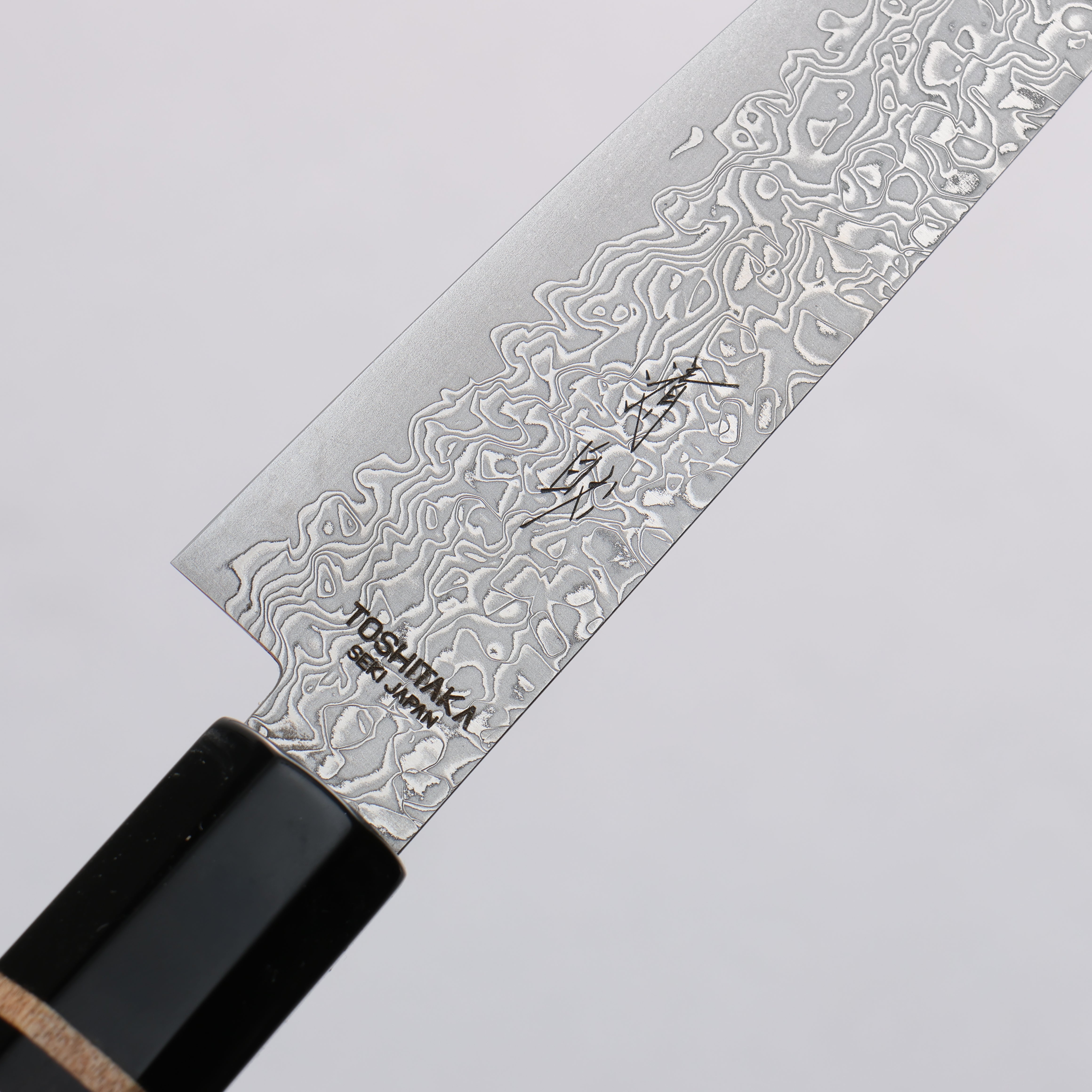 Toshitaka Seisuke VG10 65 Layer Damascus Petty-Utility 135mm Ebony & Maple Ringed Buffalo Horn Handle - Seisuke Knife