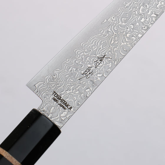 Toshitaka Seisuke VG10 65 Layer Damascus Petty-Utility  135mm Ebony (Maple Ring and Water Buffalo Ferrule) Handle - Seisuke Knife