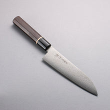  Toshitaka Seisuke VG10 65 Layer Damascus Santoku  180mm Ebony (Maple Ring and Water Buffalo Ferrule) Handle - Seisuke Knife