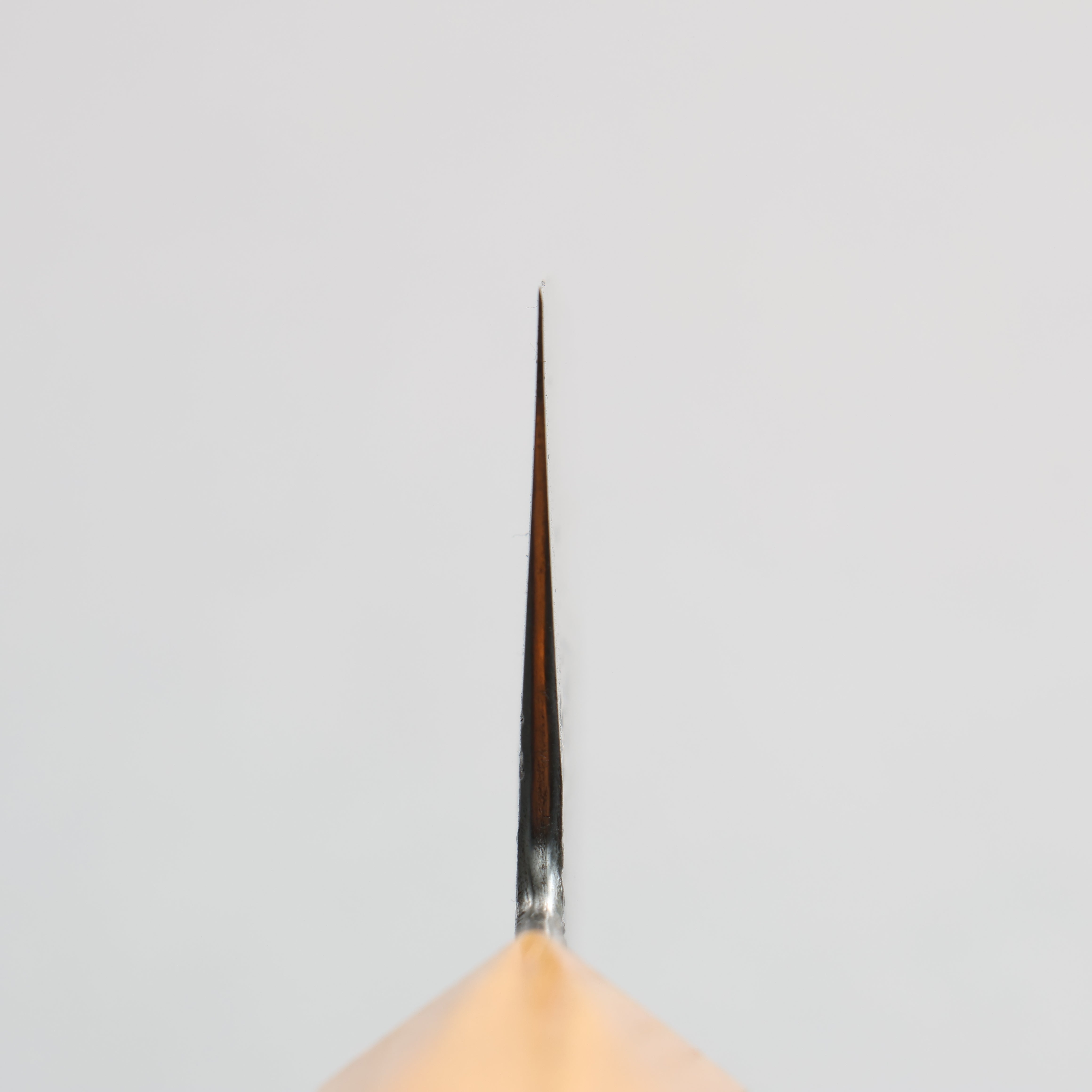 Isamitsu Abe White Steel No.1 Hammered Santoku 180mm Pentagonal Keyaki Elm Handle - Seisuke Knife