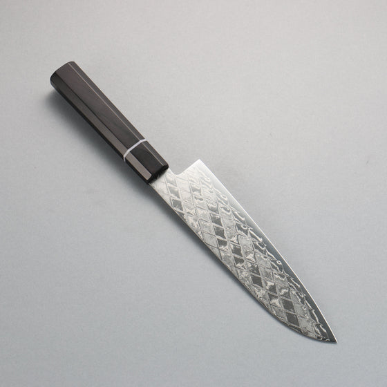 Seisuke AUS10 Mirror Crossed Santoku  180mm Rosewood (White Ring) Handle - Seisuke Knife