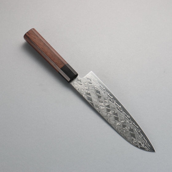 Seisuke AUS10 Mirror Crossed Santoku  180mm Rosewood (Ferrule: Black Pakka Wood) Handle - Seisuke Knife