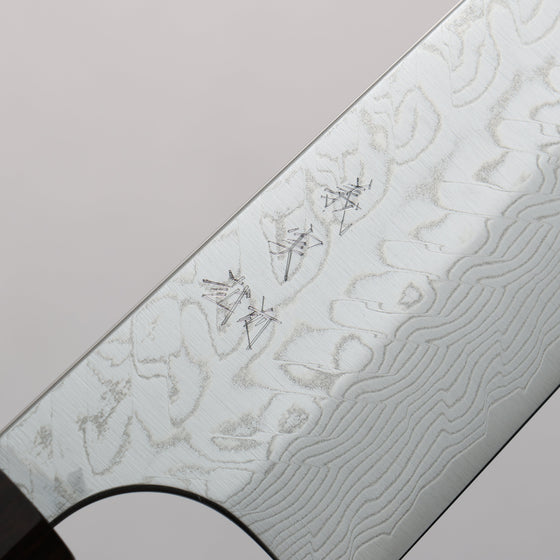 Yoshimi Kato SG2 Damascus Migaki Finished Kiritsuke Gyuto  210mm Ebony (White Ring) Handle - Seisuke Knife