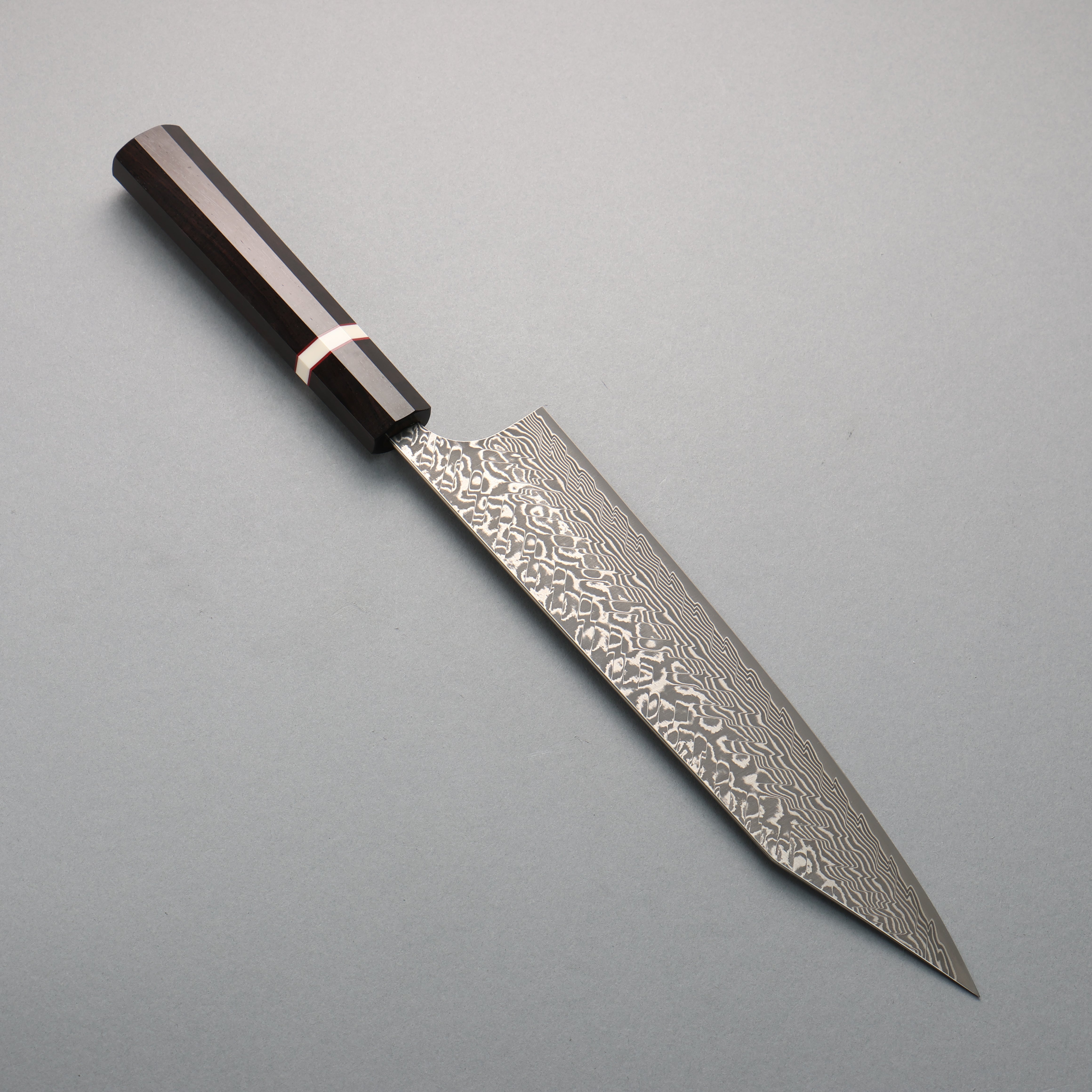 Yoshimi Kato SG2 Black Damascus Kiritsuke Gyuto  240mm Ebony (White Ring) Handle - Seisuke Knife