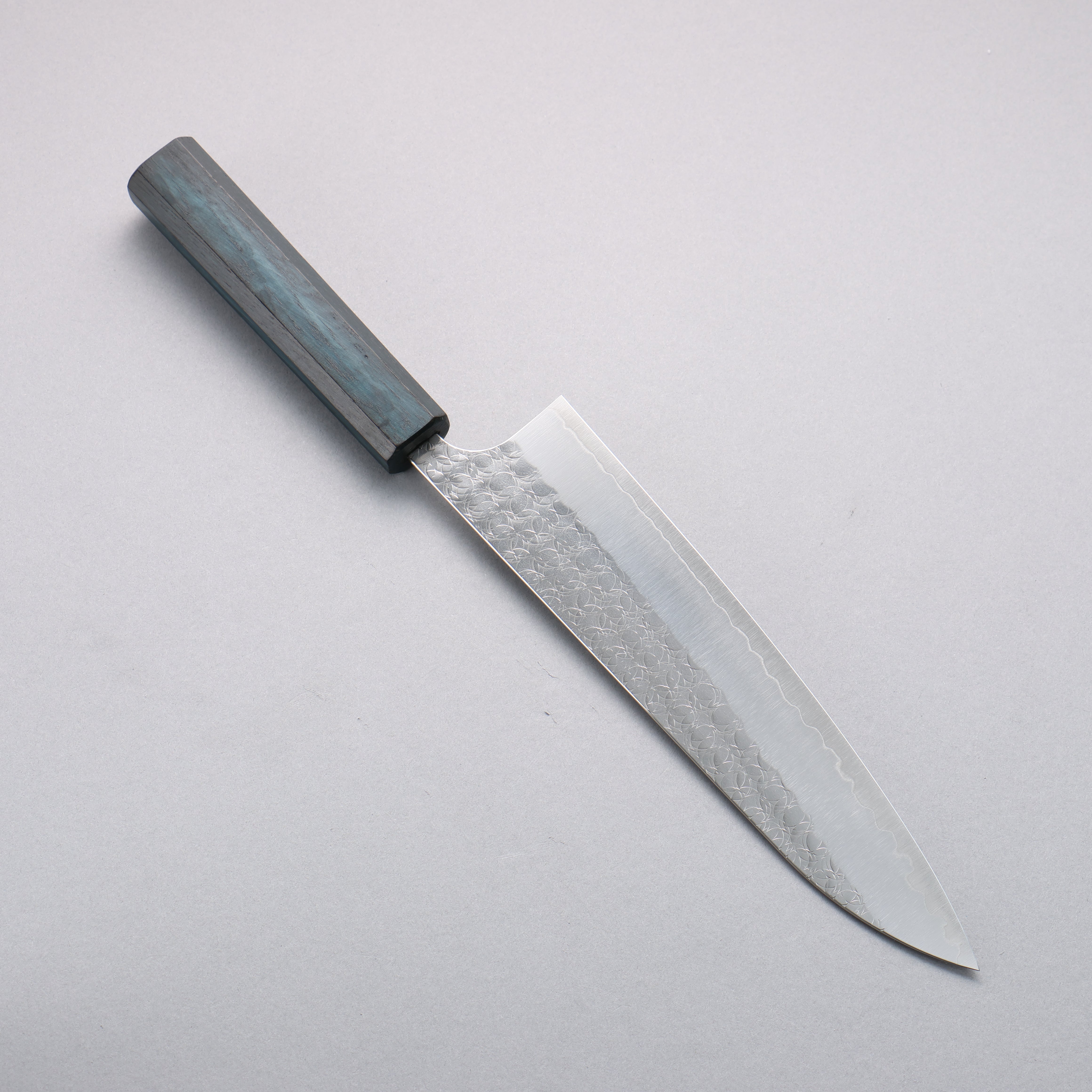 Yoshimi Kato Minamo SG2 Hammered Gyuto 210mm Indigo Dyed Oak Handle - Seisuke Knife