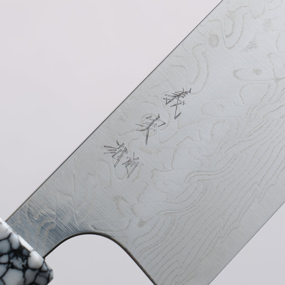 Yoshimi Kato SG2 Damascus Migaki Finished Santoku 170mm Rosewood (Ferrule: White Turquoise) Handle - Seisuke Knife
