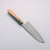 Yoshimi Kato SG2 Black Damascus Santoku  170mm Olive Tree and Green Resin Handle - Seisuke Knife - Slide 2