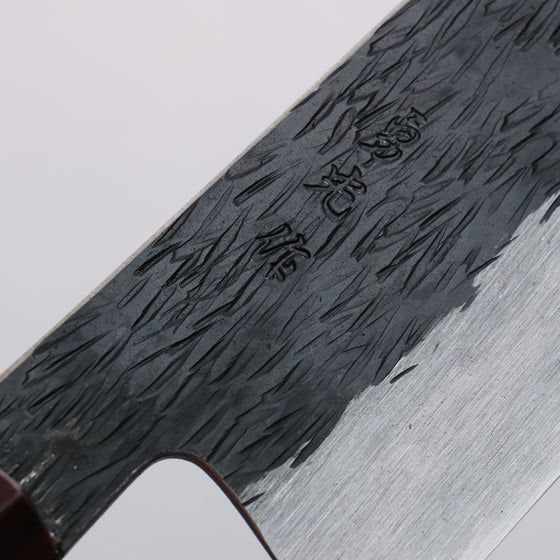 Isamitsu Abe Blue Super Hammered Black Finished Gyuto 240mm Pentagonal Purple Bombay Black Wood Handle - Seisuke Knife
