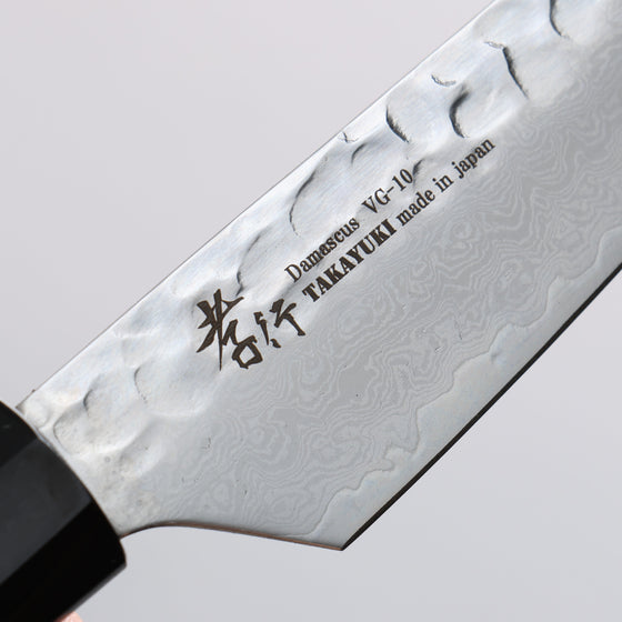 Sakai Takayuki VG10 33 Layer Damascus Steak 120mm Ebony(6 sided teardrop) Handle - Seisuke Knife