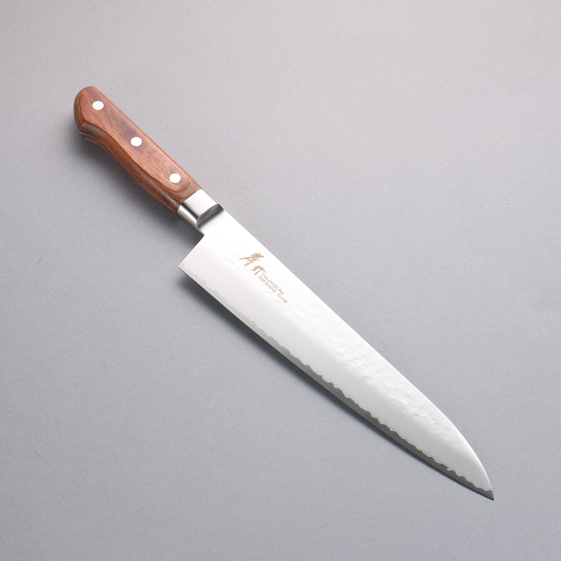  Sakai Takayuki VG5 Hammered Gyuto 240mm Brown Pakkawood Handle - Seisuke Knife
