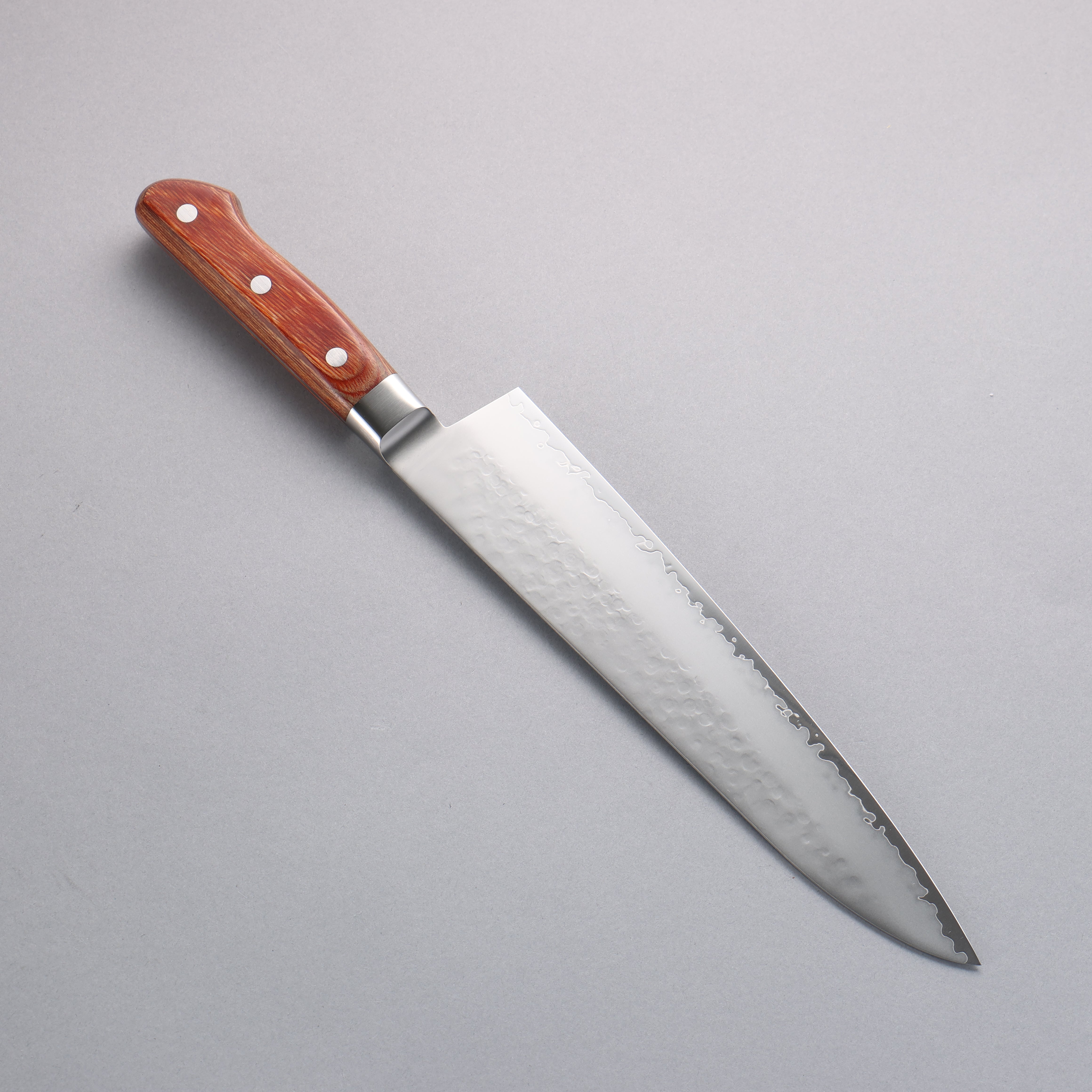 Sakai Takayuki VG5 Hammered Gyuto 240mm Brown Pakkawood Handle - Seisuke Knife