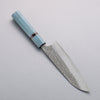 Yoshimi Kato Blue Super Nashiji Hammered(Maru) Santoku 170mm Blue Stabilized Wood (With Black Ring) Handle - Seisuke Knife - Slide 2