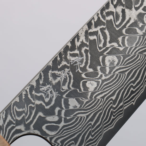 Yoshimi Kato SG2 Black Damascus Santoku 170mm Honduras (ferrule: White Pakka wood) Handle - Seisuke Knife