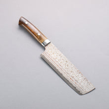  Takeshi Saji VG10w Colored Damascus Nashiji Nakiri 165mm Brown Cow Bone Handle - Seisuke Knife