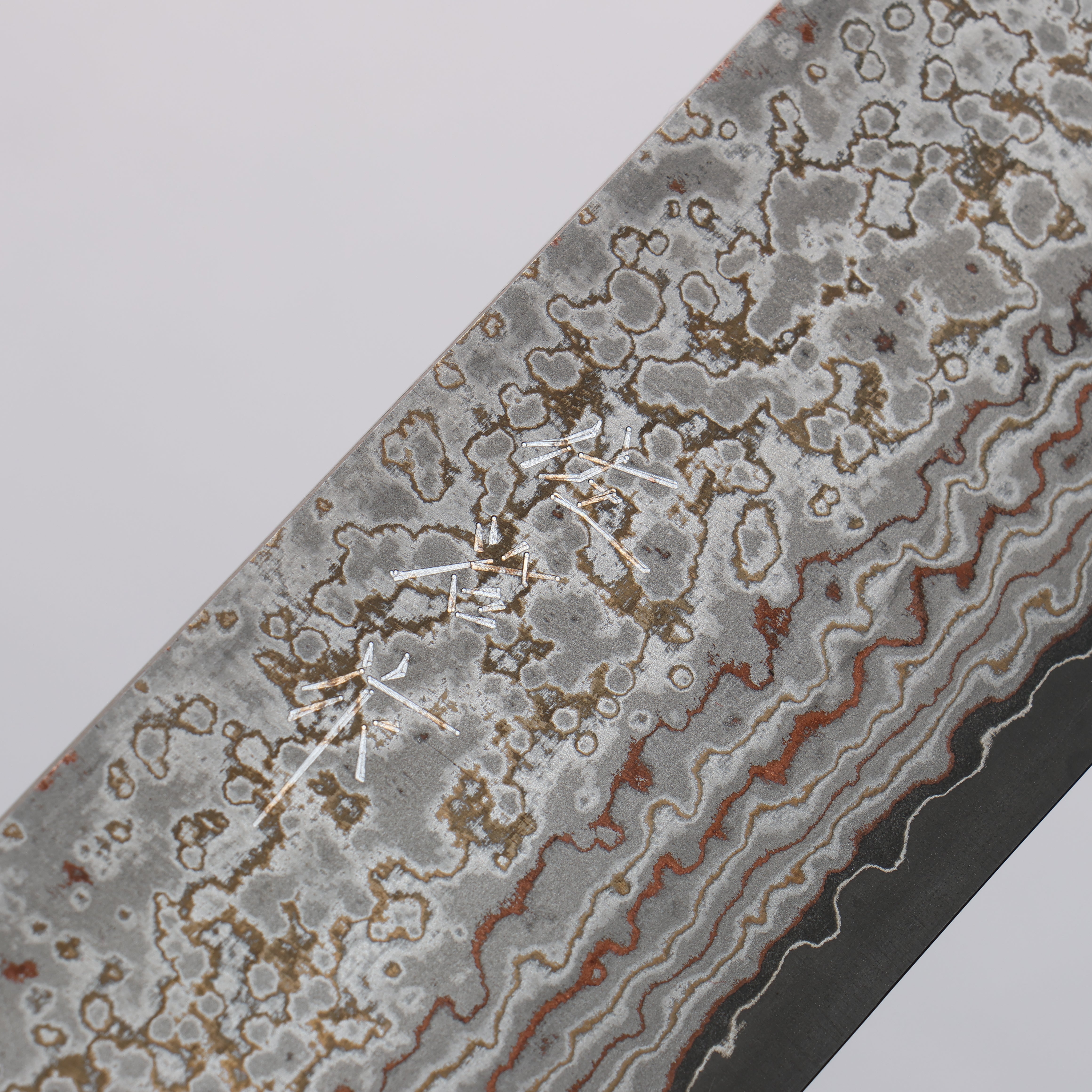 Takeshi Saji VG10w Colored Damascus Nashiji Nakiri 165mm Brown Cow Bone Handle - Seisuke Knife