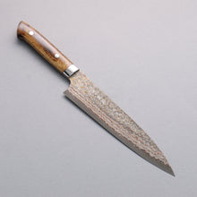  Takeshi Saji VG10w Colored Damascus Nashiji Gyuto 210mm Brown Cow Bone Handle - Seisuke Knife