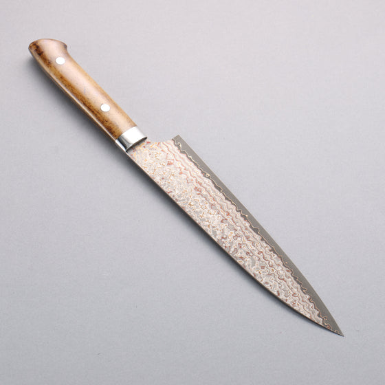 Takeshi Saji VG10w Colored Damascus Nashiji Gyuto 210mm Brown Cow Bone Handle - Seisuke Knife