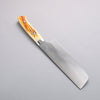 Takeshi Saji VG10w Colored Damascus Nakiri 165mm Orange Cow Bone Handle - Seisuke Knife