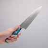 Takeshi Saji VG10w Colored Damascus Gyuto 180mm Blue Turquoise Handle - Seisuke Knife - Slide 4