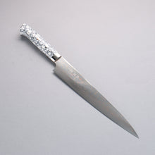  Takeshi Saji VG10w Colored Damascus Sujihiki 240mm White Turquoise Handle - Seisuke Knife