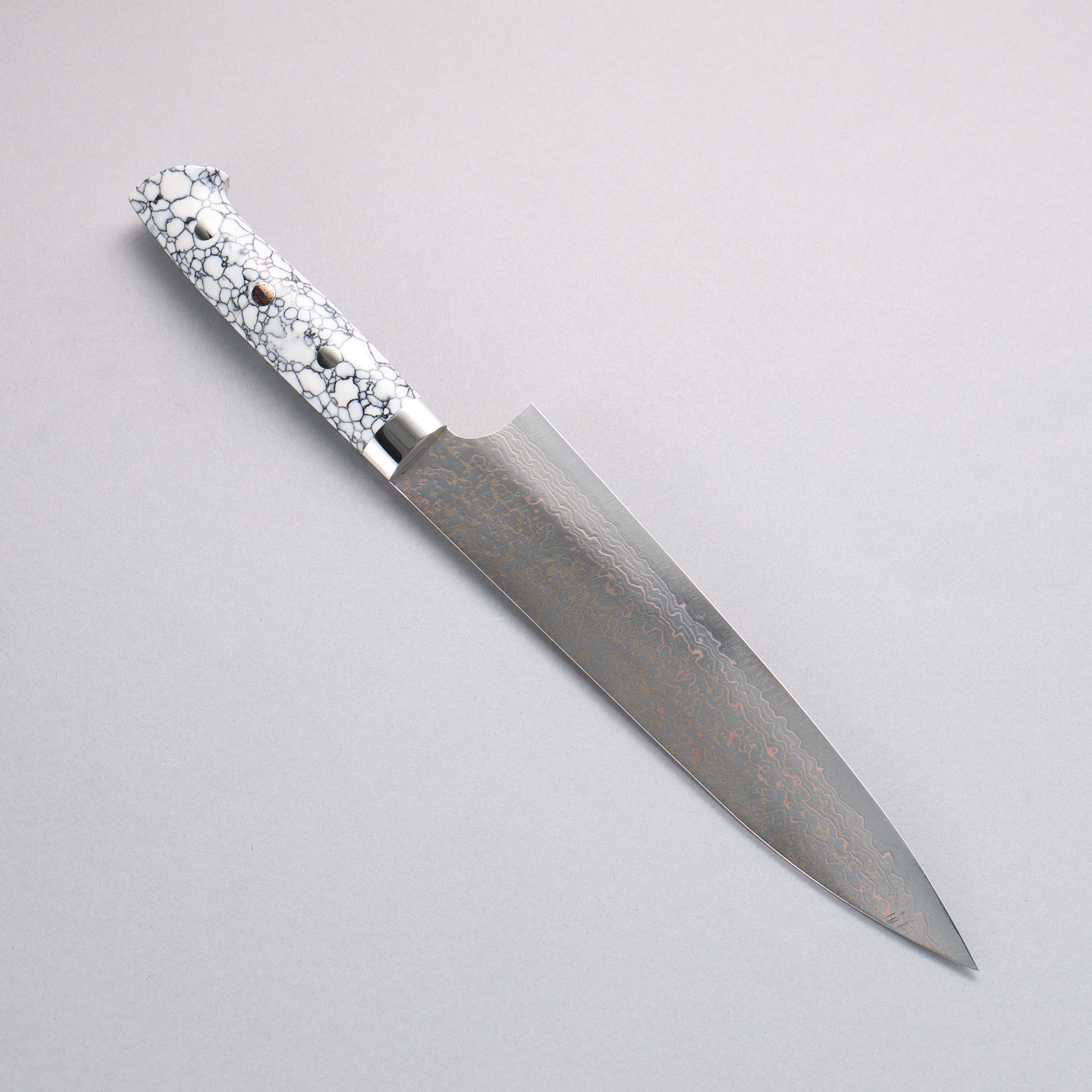 Takeshi Saji VG10w Colored Damascus Gyuto 210mm White Turquoise Handle - Seisuke Knife