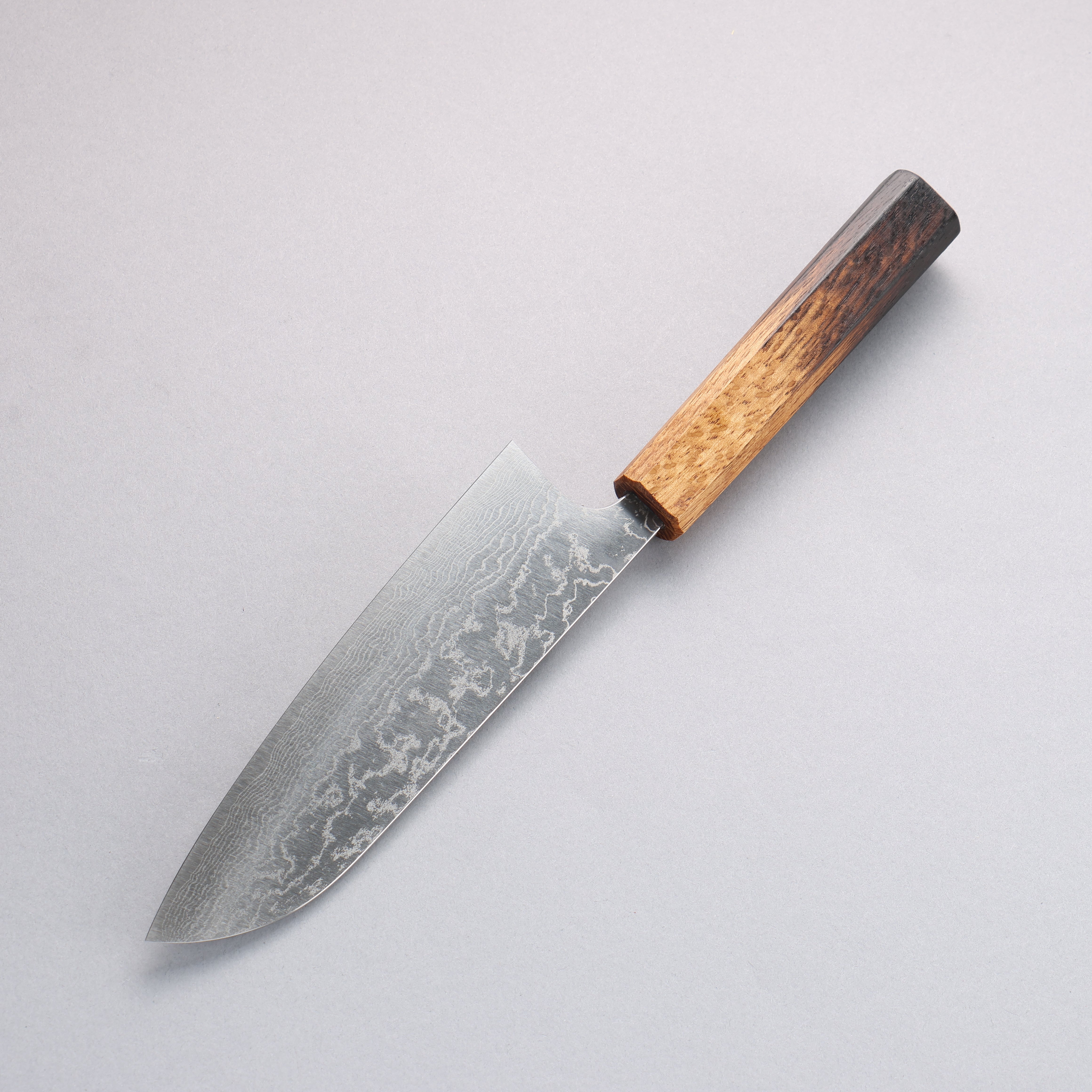 Anryu VG10 Migaki Finished Damascus Santoku 165mm Burnt Oak Handle - Seisuke Knife