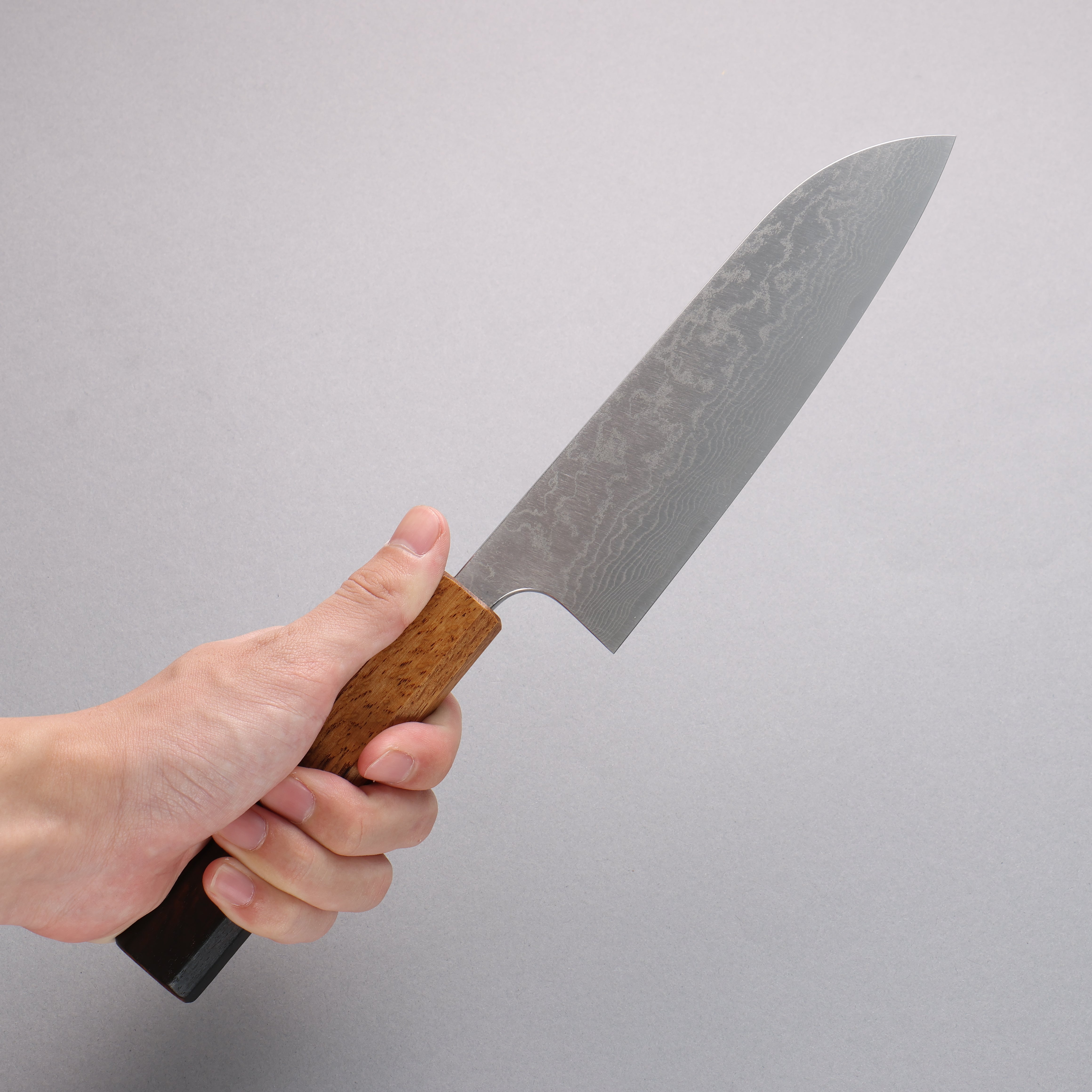 Anryu VG10 Migaki Finished Damascus Santoku 165mm Burnt Oak Handle - Seisuke Knife