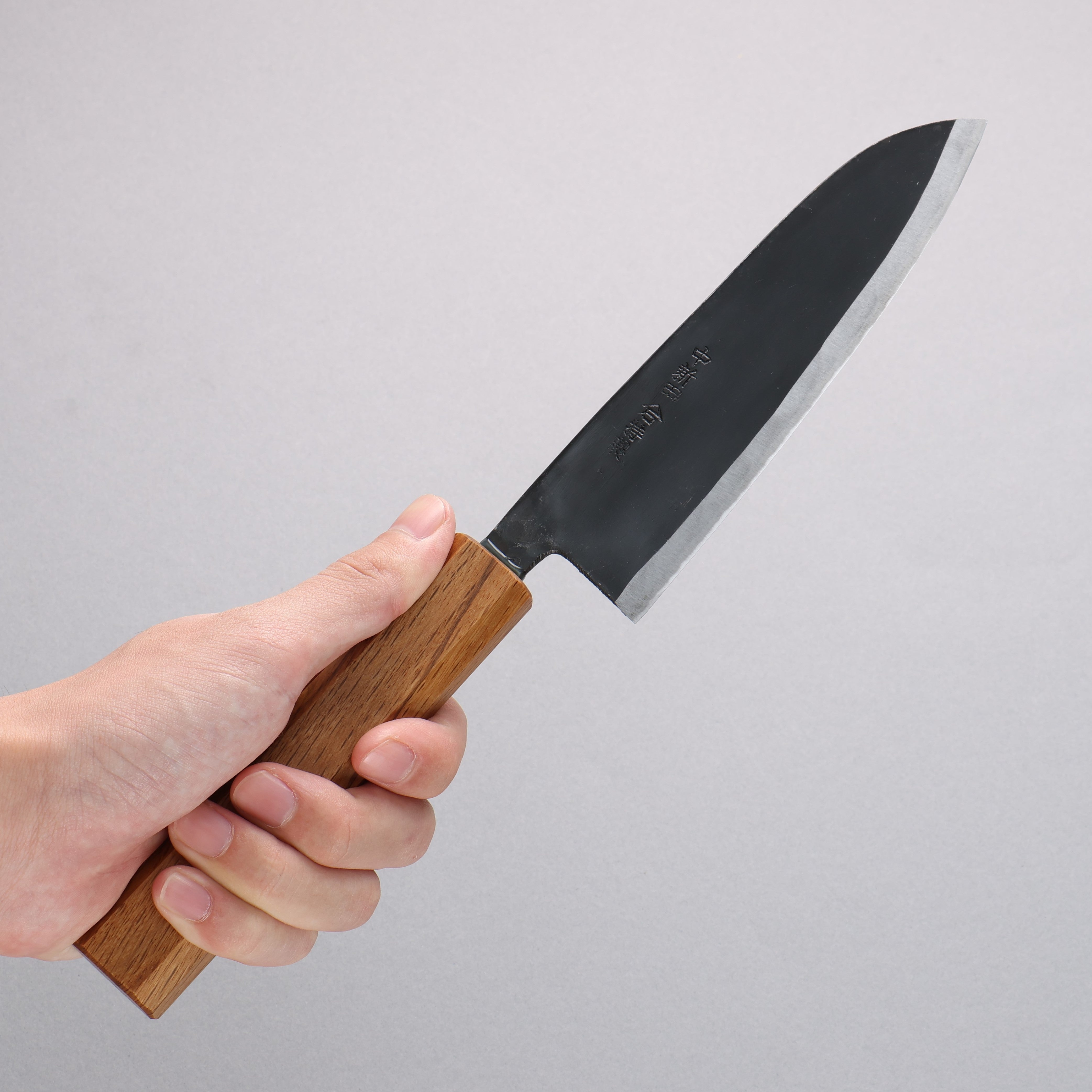 Nakaniida White Steel No.2 Kurouchi Santoku 150mm Oak Handle - Seisuke Knife