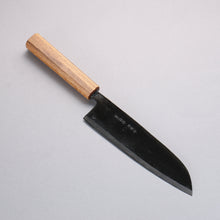  Nakaniida White Steel No.2 Black Finished Santoku 180mm Oak Handle - Seisuke Knife