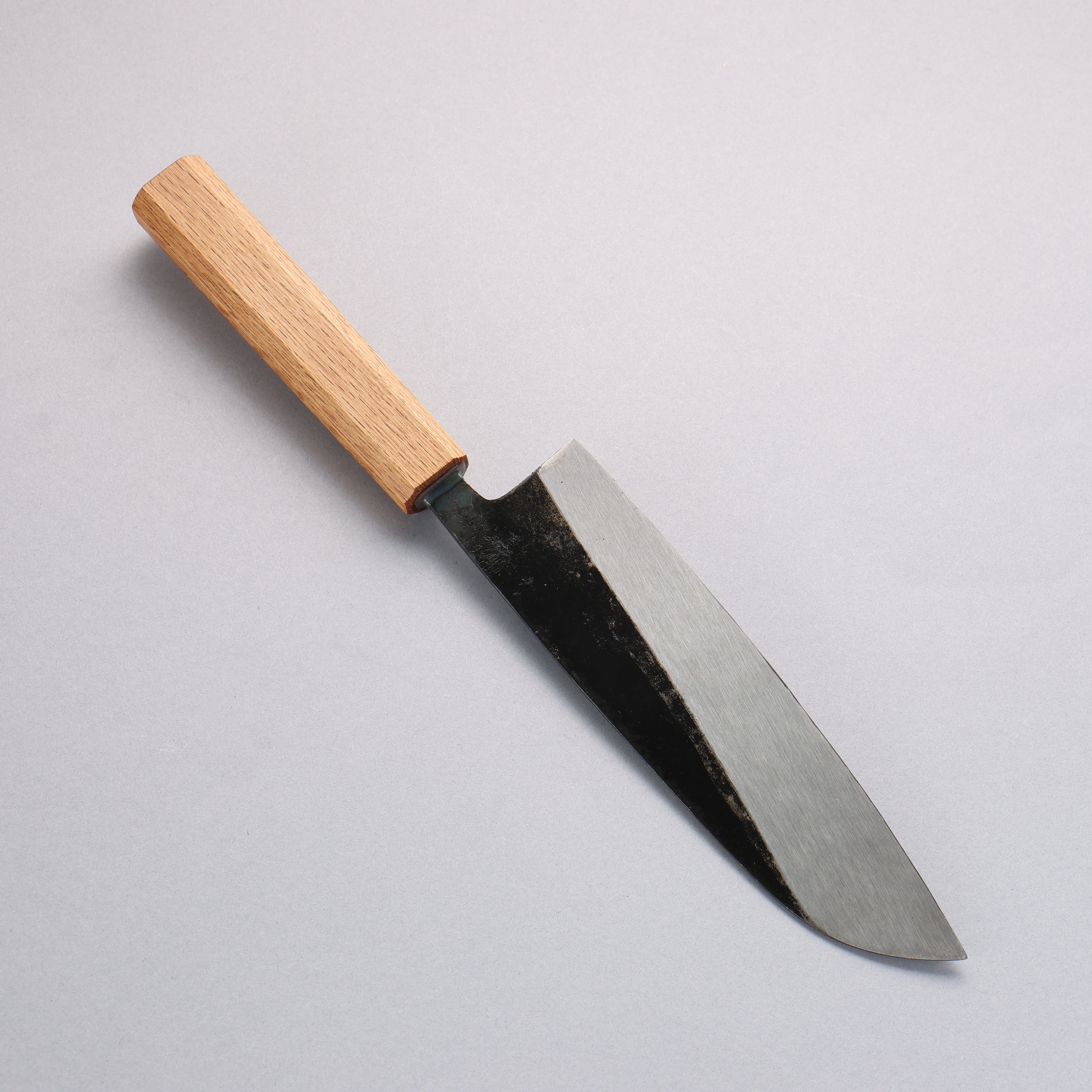 Nakaniida White Steel No.2 Kurouchi Santoku 180mm Oak Handle - Seisuke Knife