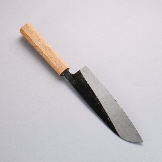 Nakaniida White Steel No.2 Black Finished Santoku 180mm Oak Handle - Seisuke Knife