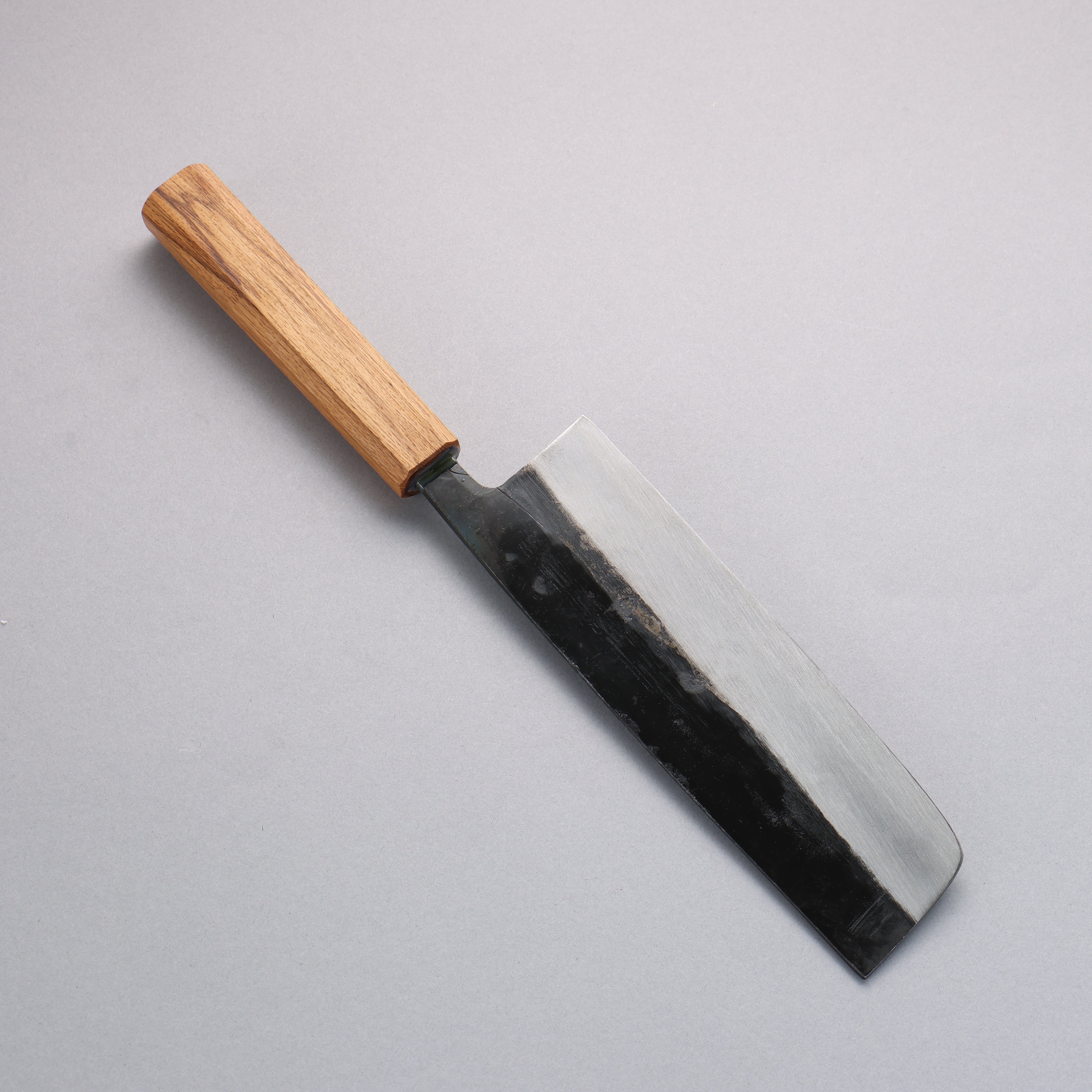 Nakaniida White Steel No.2 Kurouchi Nakiri 180mm Oak Handle - Seisuke Knife
