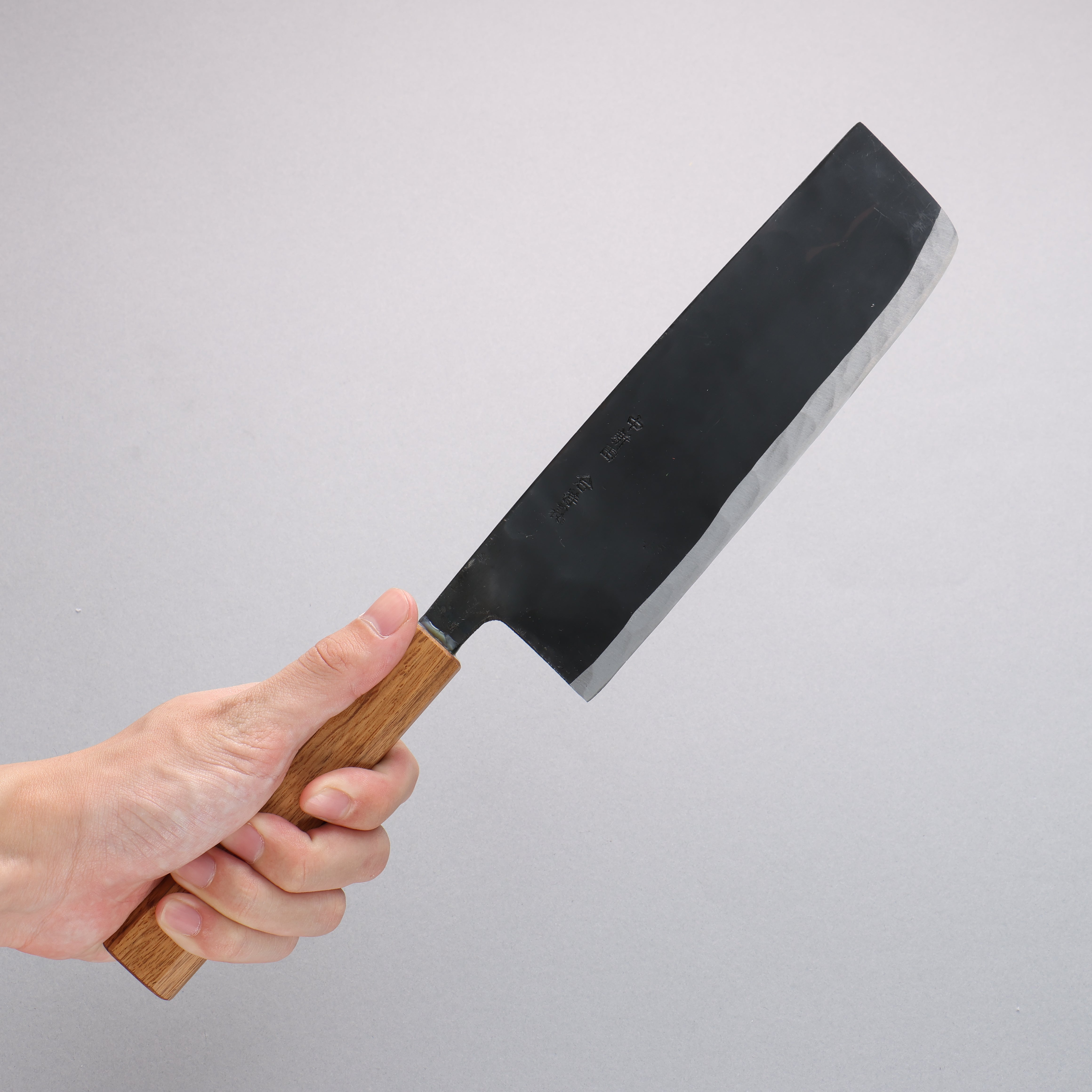 Nakaniida White Steel No.2 Kurouchi Nakiri 180mm Oak Handle - Seisuke Knife