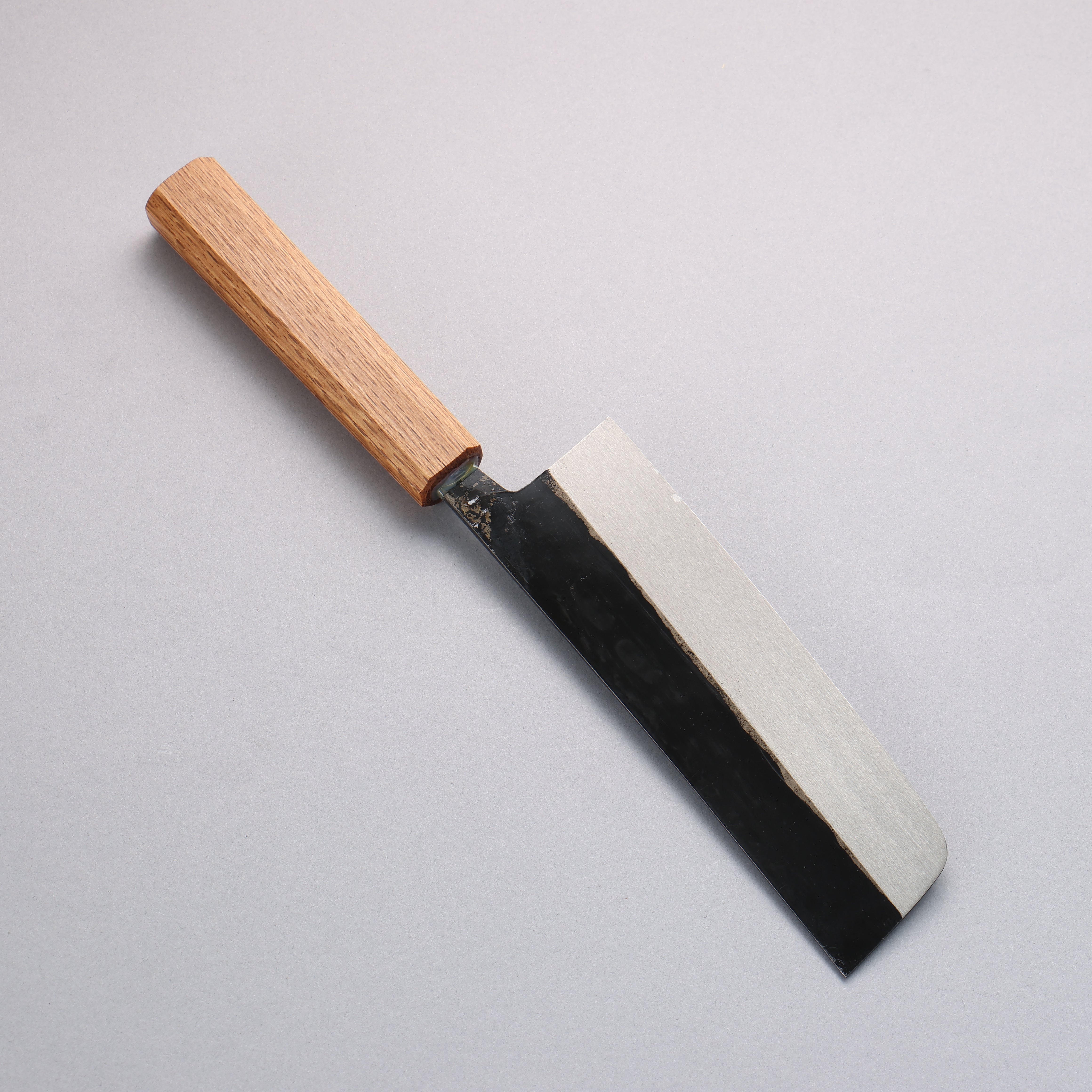 Nakaniida White Steel No.2 Migaki Finished Nakiri 180mm Burnt Oak Handle - Seisuke Knife