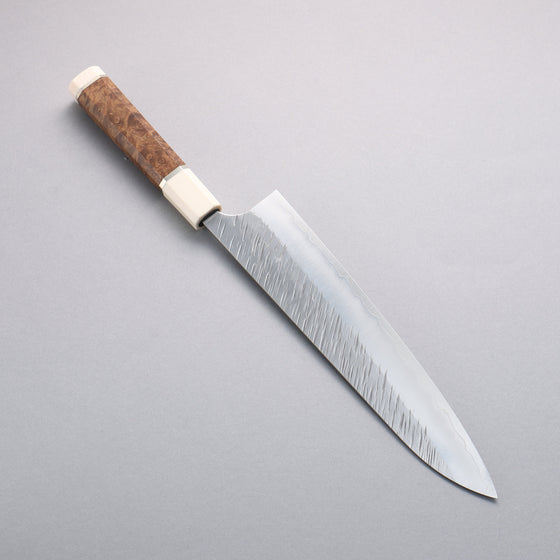 Yu Kurosaki Fujin SG2 Hammered Santoku 240mm Chinese Quince & Double White Ferrule Handle - Seisuke Knife