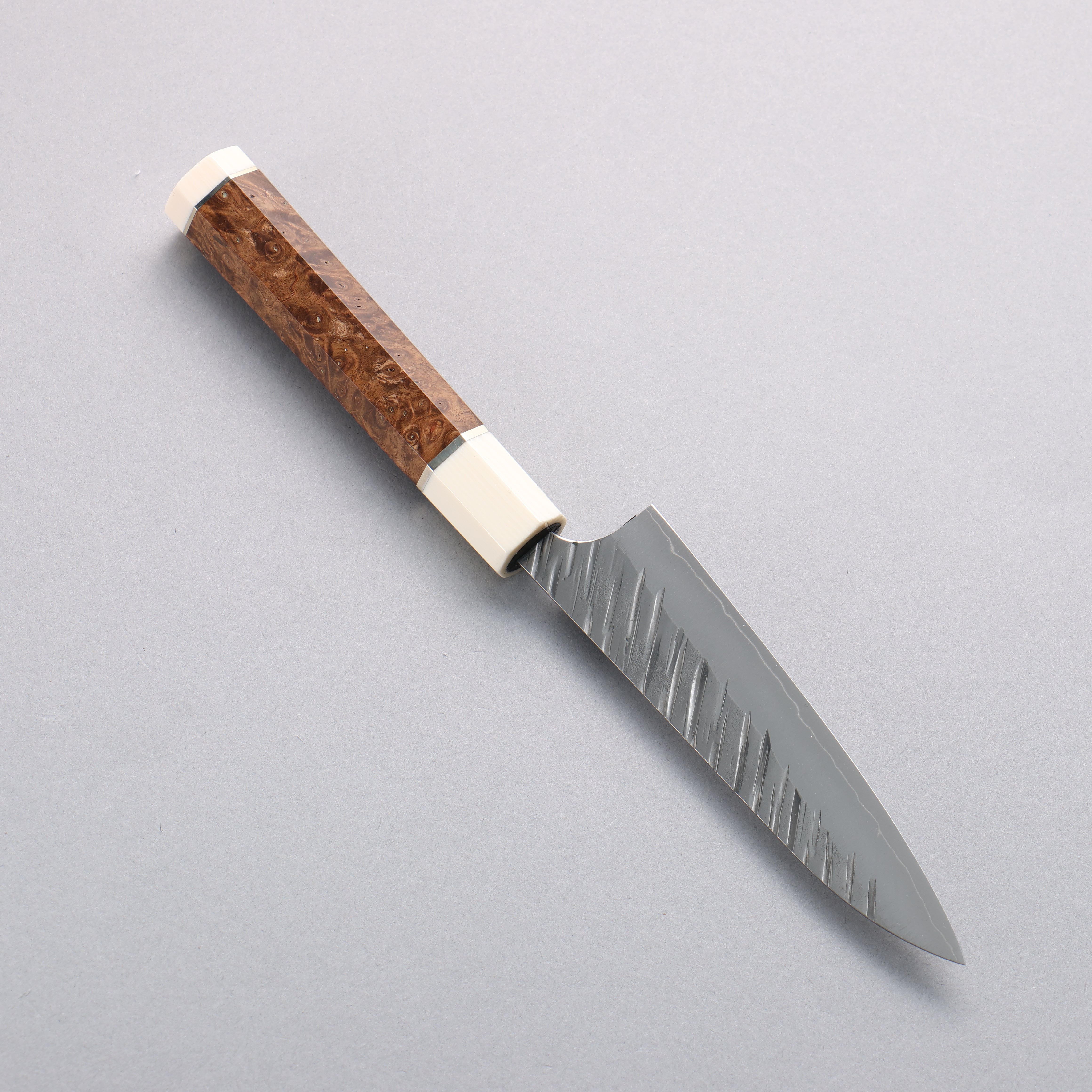 Yu Kurosaki Fujin SG2 Hammered Petty-Utility 120mm Chinese Quince (White Ferrule and End Cap) Handle - Seisuke Knife