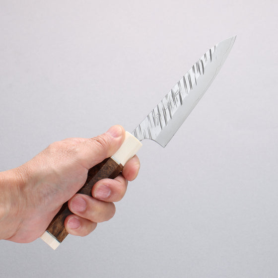 Yu Kurosaki Fujin SG2 Hammered Petty-Utility 120mm Chinese Quince (White Ferrule and End Cap) Handle - Seisuke Knife