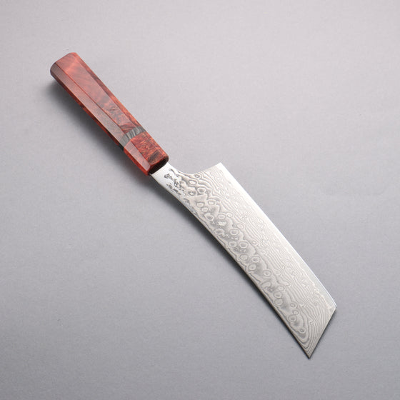 Ryusen Gurenhiryu Kai SPG STRIX Damascus Nakiri 155mm Stabilized Poplar Wood Handle - Seisuke Knife