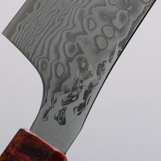 Ryusen Gurenhiryu Kai SPG STRIX Damascus Nakiri 155mm Stabilized Poplar Wood Handle - Seisuke Knife