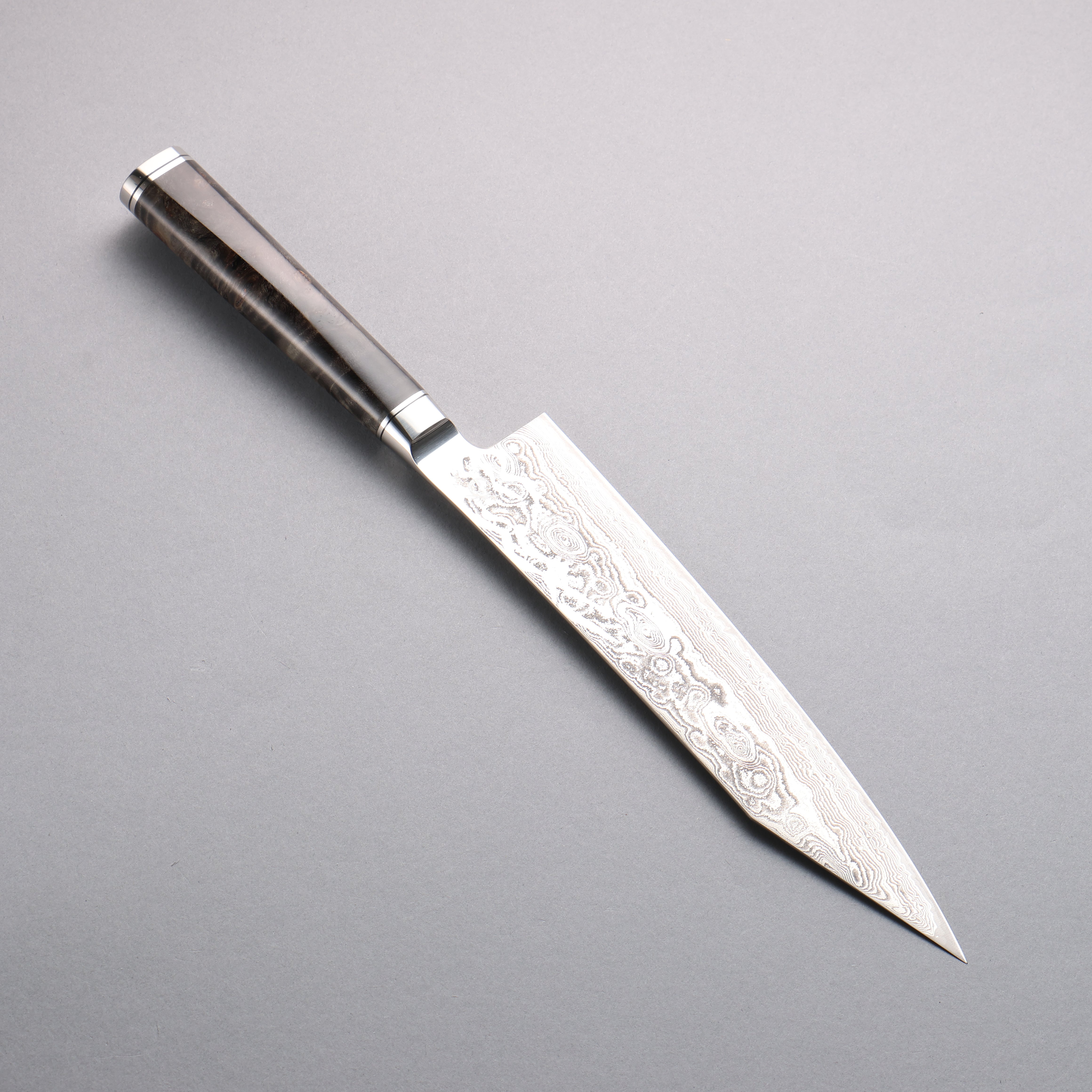 Ryusen Oukokuryu MT SG2 Damascus Migaki Finished Kiritsuke Gyuto 210mm Stabilized wood Handle - Seisuke Knife
