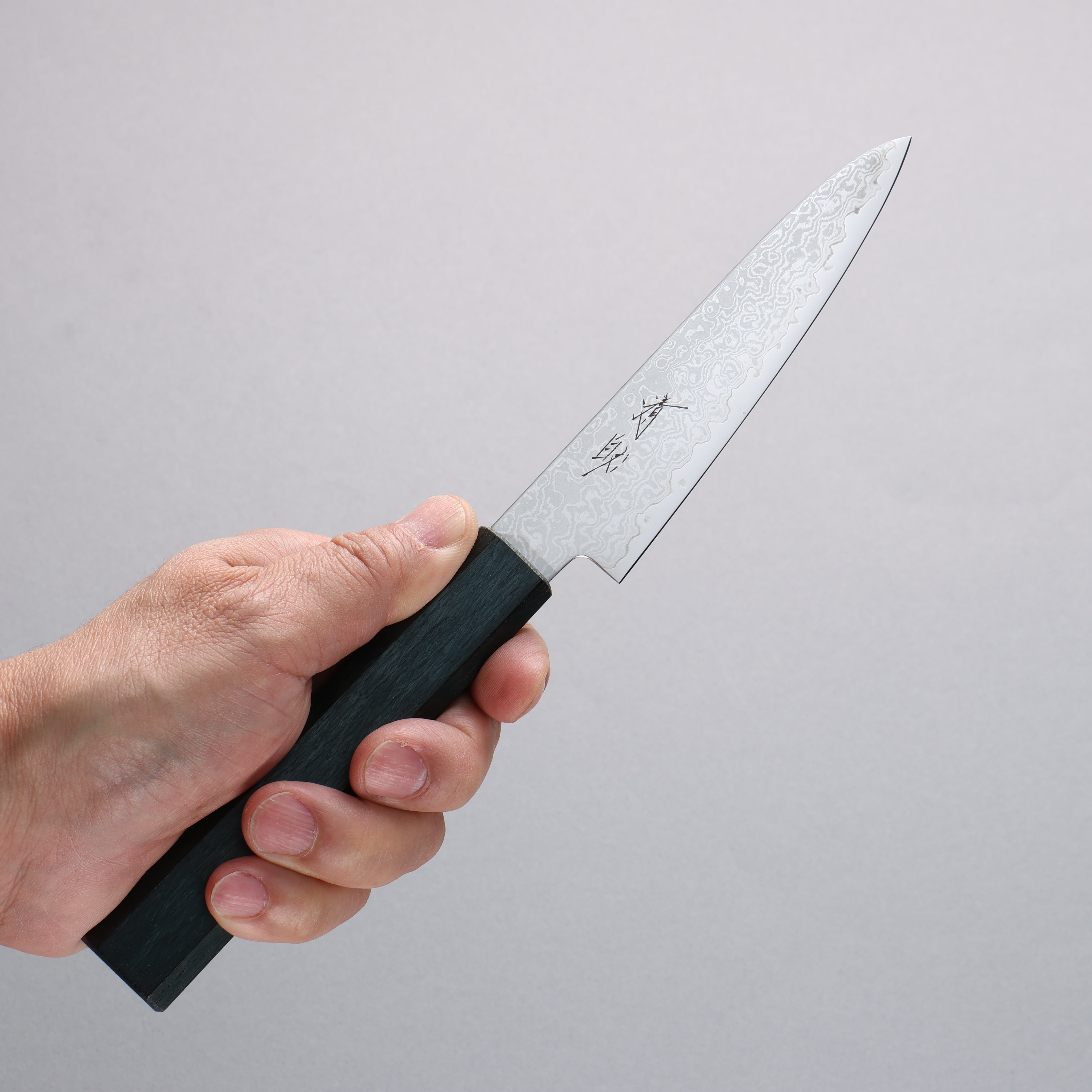 Seisuke VG10 Damascus Petty-Utility 120mm Indigo Dyed Oak Handle - Seisuke Knife