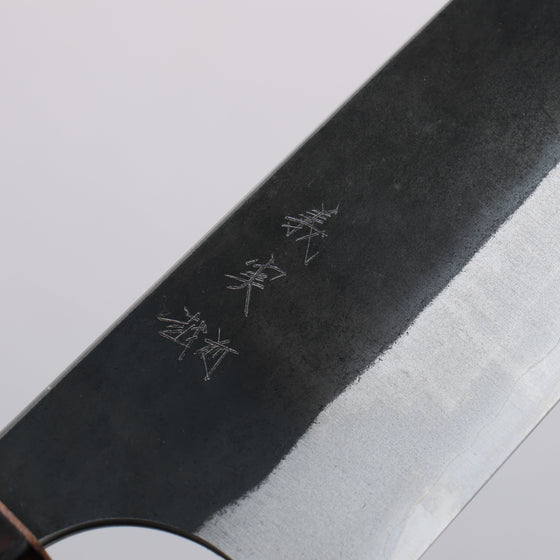 Yoshimi Kato Blue Super Black Finished Bunka 170mm Burnt Oak (Laquered) Handle - Seisuke Knife