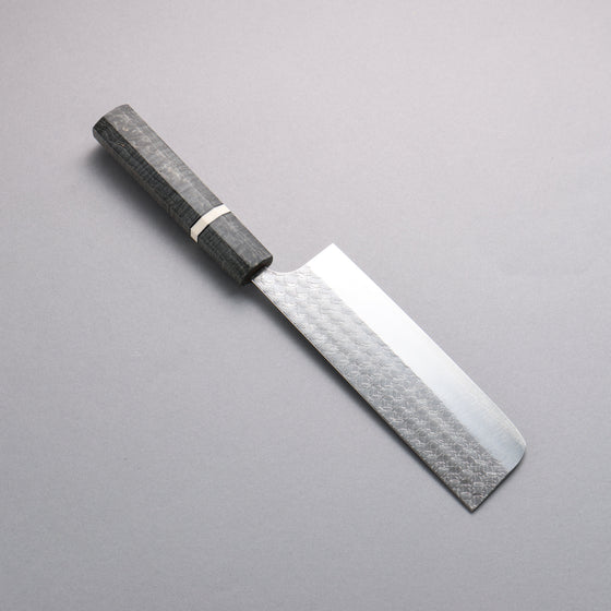 Yoshimi Kato Minamo SG2 Hammered Nakiri 165mm Stabilized wood (With White ring) Handle - Seisuke Knife