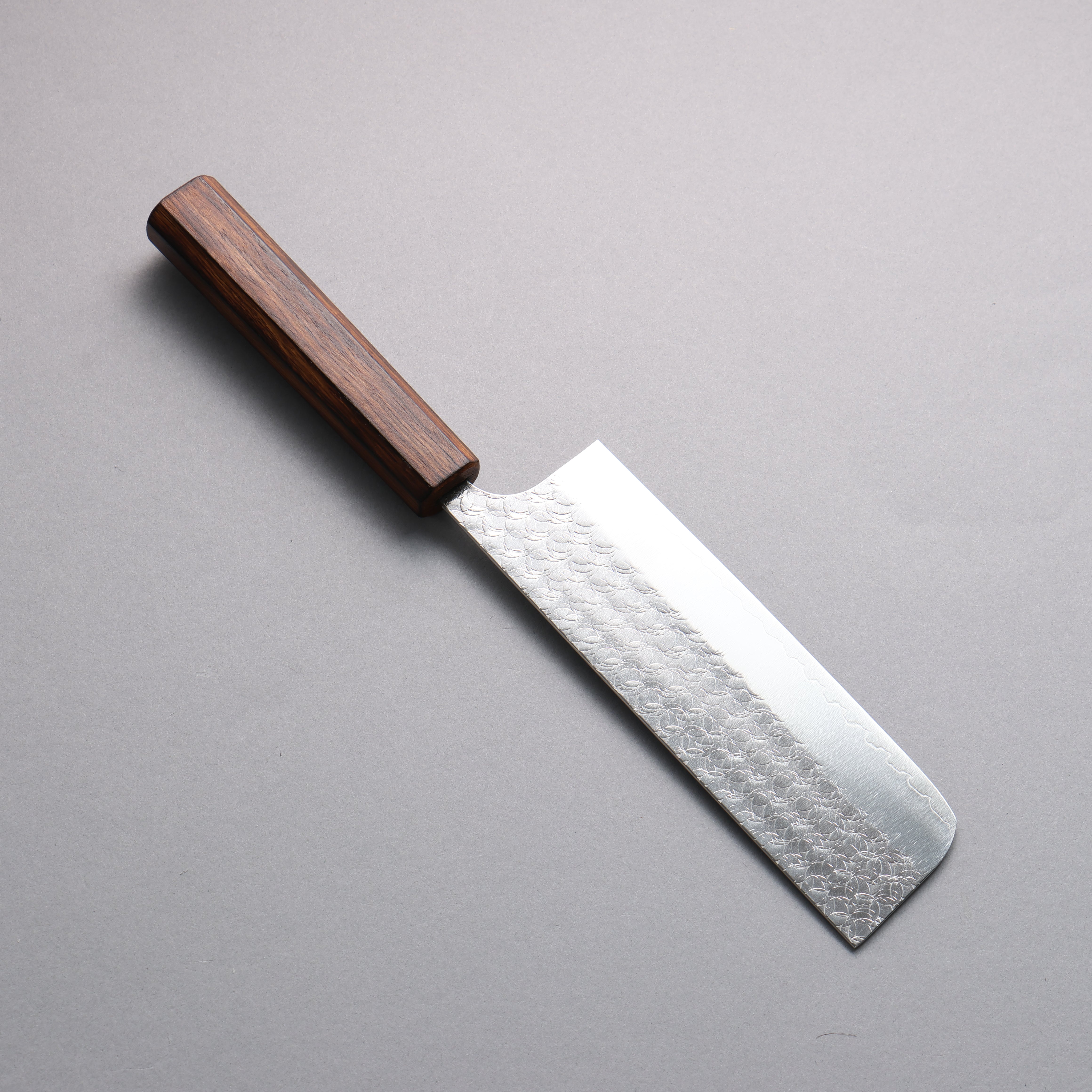 Yoshimi Kato Minamo SG2 Hammered Nakiri 165mm Burnt Oak (Lacquered) Handle - Seisuke Knife