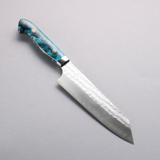 Yoshimi Kato Minamo SG2 Hammered Bunka 170mm White Blue Black Acrylic Handle - Seisuke Knife