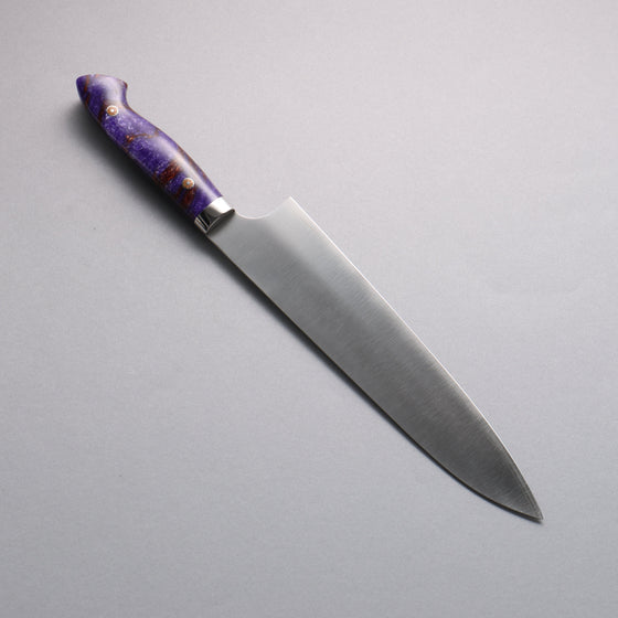 Yoshimi Kato SG2 Migaki Finished Gyuto 240mm Purple White Gold Marble Acrylic Handle - Seisuke Knife